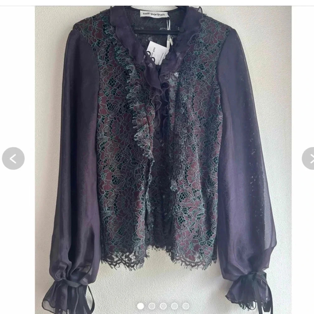Self  Portrait Lace and chiffon blouse - Picture 7 of 8